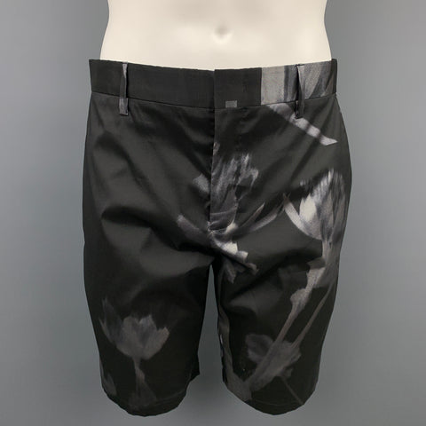 PAUL SMITH Size 32 Black & Silver Zip Fly Shorts