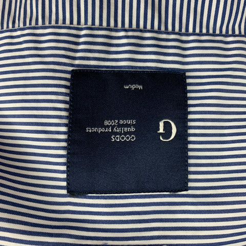 GOODS Taille M Chemise à manches longues boutonnée en coton à rayures blanches marine