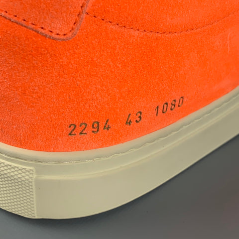 COMMON PROJECTS Size 10 Neon Orange Suede Sneakers
