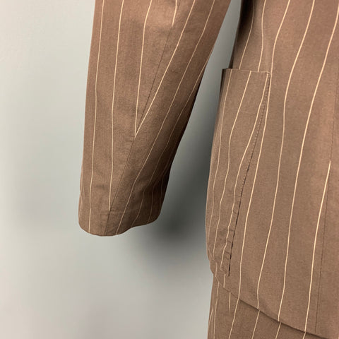 Vintage JEAN PAUL GAULTIER Size M Brown Stripe Cotton Double Breasted Suit