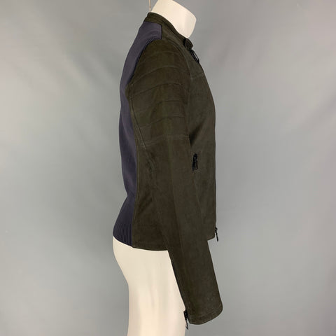 NEIL BARRETT Talla M Chaqueta de cuero ajustada de oveja gris carbón