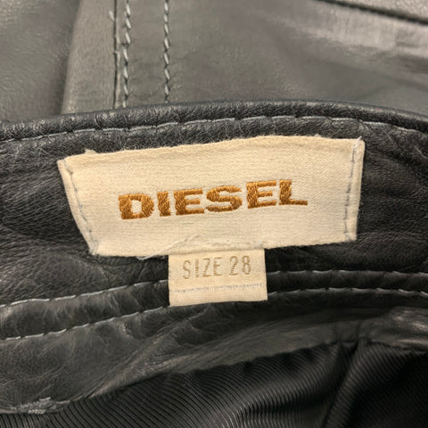 DIESEL Size 28 Charcoal Sheep Skin Leather Casual Pants