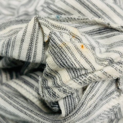THEORY Size M White Grey Stripe Viscose Blend Short Sleeve Polo