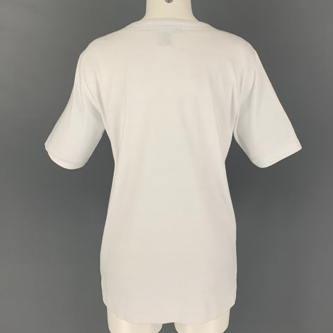 BOB MACKIE Size S White Multi-Color Polyester Cotton Beaded T-Shirt