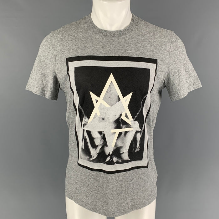 GIVENCHY Size S Grey Black Graphic Cotton T-shirt