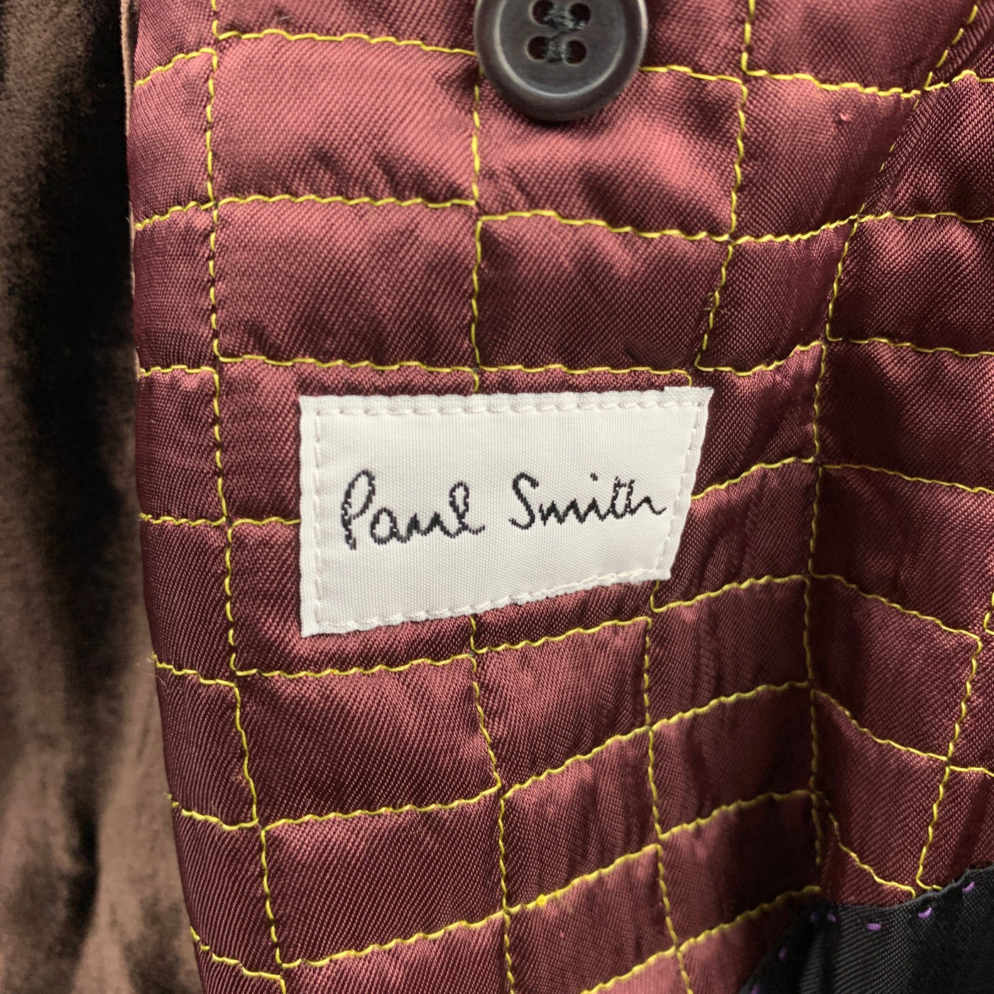 PAUL SMITH Size L Brown Velvet Notch Lapel Buttoned Coat