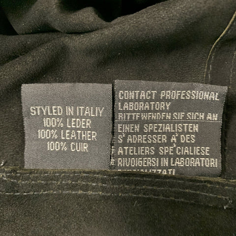 DA MILANO Camisa / chaqueta de manga larga de cuero negro sólido talla XL