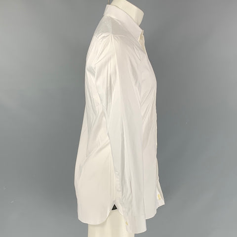 Z ZEGNA Size S White Solid Cotton Tuxedo Long Sleeve Shirt