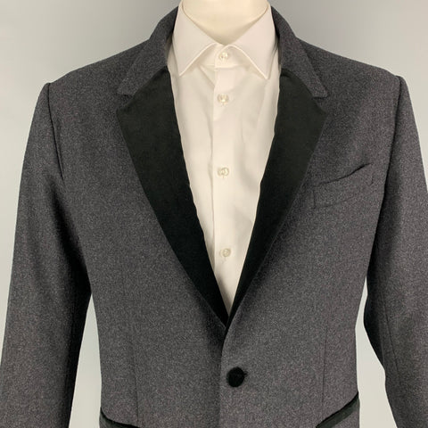 DOLCE & GABBANA Size 44 Regular Charcoal Black Wool Sport Coat