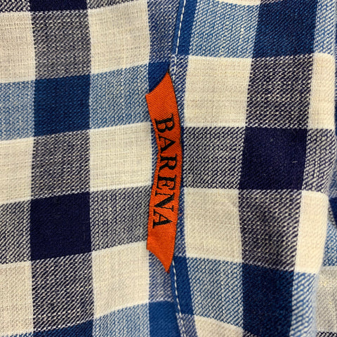 BARENA Taille S Chemise à manches longues à carreaux bleu blanc cassé