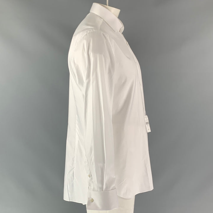 UMAN Size XL White Solid Cotton French Cuff Long Sleeve Shirt
