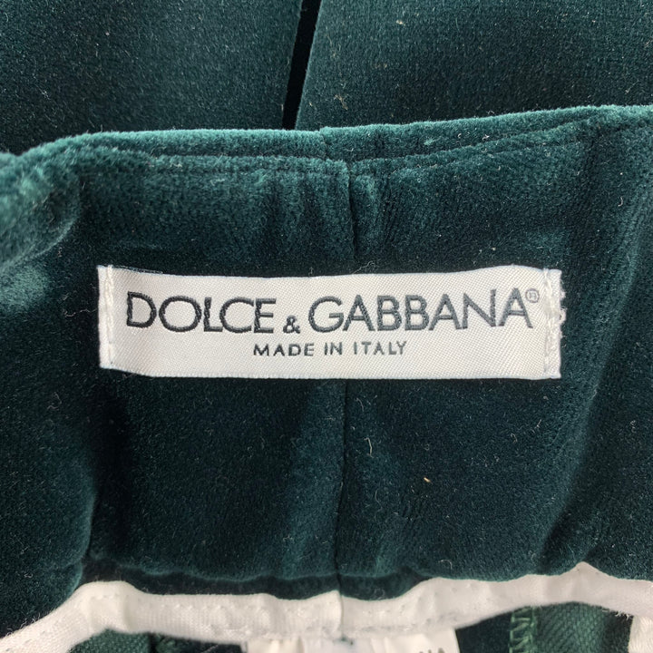 DOLCE & GABBANA Size 32 Forest Green Cotton / Modal Zip Fly Dress Pants