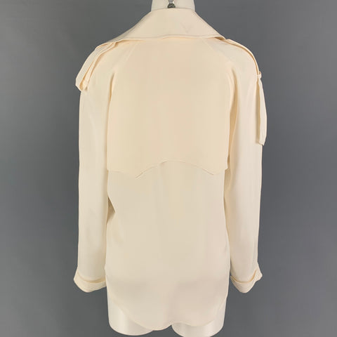 RALPH LAUREN Collection Size 4 Cream Silk Double Breasted Trench Coat