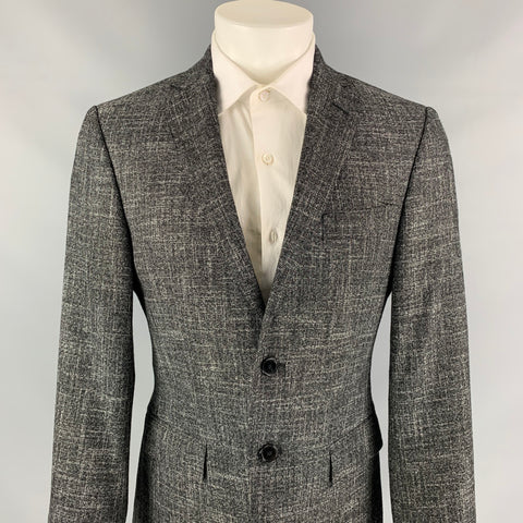 VERSACE COLLECTION Size 36 Dark Gray & White Heather Wool Blend Notch Lapel Sport Coat