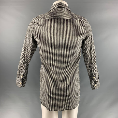 WALES BONNER Size M Black White Gingham Linen Blend Long Sleeve Shirt