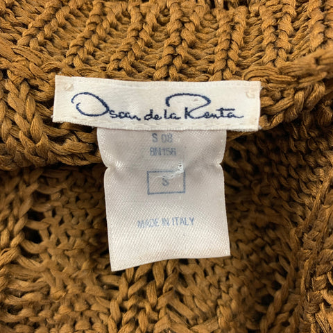 OSCAR DE LA RENTA Taille S Gilet en soie tricotée marron métallisé