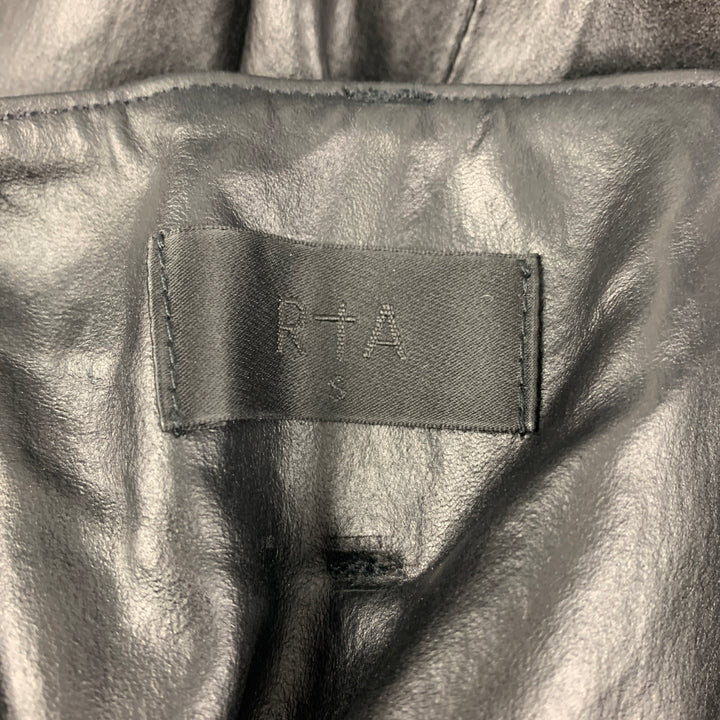 RtA Size S Black Leather Lamb Skin Zippers Detail Dress Pants
