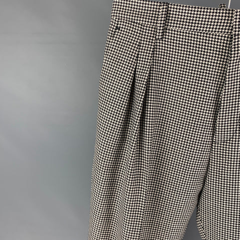 DSQUARED2 Size 36 Black White Houndstooth Lana Wool Pleated Dress Pants