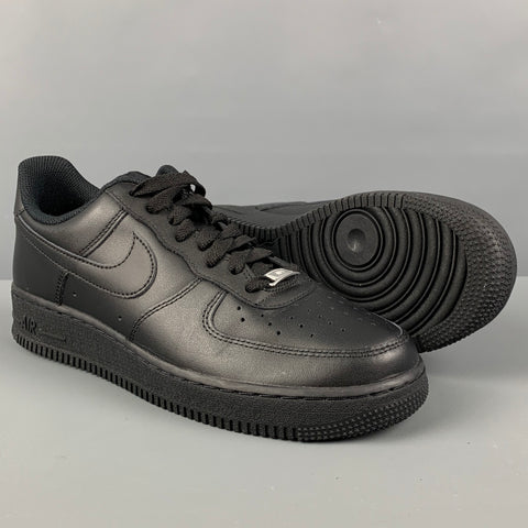 NIKE Size 8.5 Black Leather Air Force Sneakers