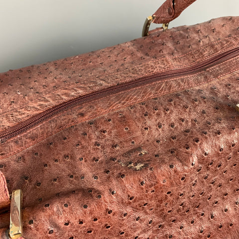 VINTAGE Sacs à main en cuir d'autruche texturé bordeaux