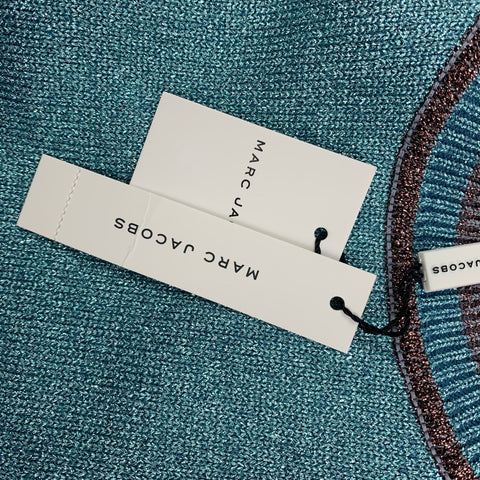 MARC JACOBS Size M Blue Metallic Viscose Blend Crew-Neck Pullover