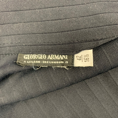 GIORGIO ARMANI Size L Black Ribbed Button Up Long Sleeve Shirt