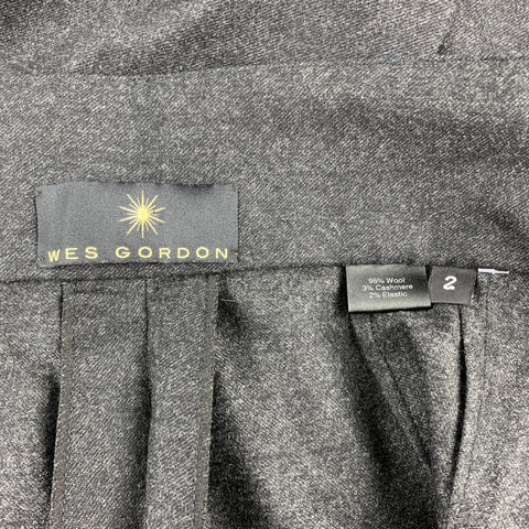 WES GORDON Size 2 Charcoal Heather Wool Blend Wide Leg Dress Pants