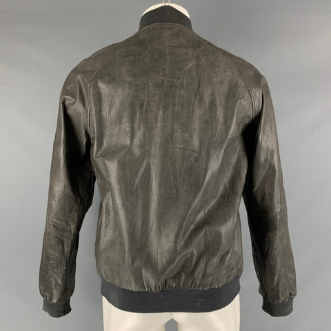 MARC JACOBS Size 40 Grey Leather Bomber Jacket