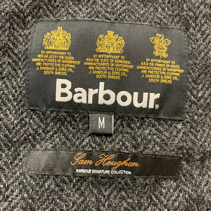 BARBOUR Size M Navy Brown Polyamide Zip Snaps Vest
