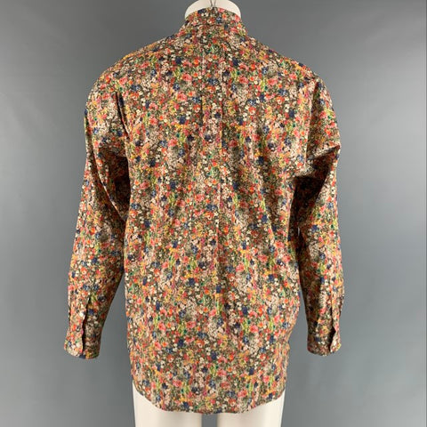 TRES BIEN Size S Multi-Color Floral Cotton Button Up Long Sleeve Shirt