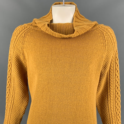 BURBERRY PRORSUM by Christopher Bailey Spring 2012 Size L Yellow Merino Wool / Cotton Turtleneck Sweater
