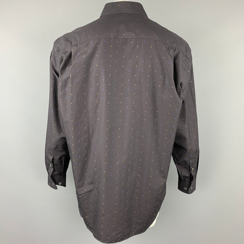 BRIONI Size L Black Dots Cotton Button Up Long Sleeve Shirt