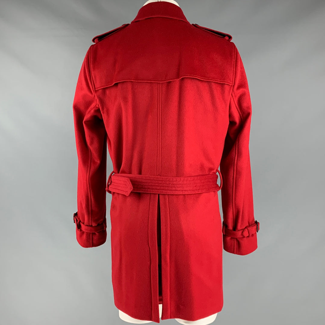 BURBERRY Size 42 Red Wool Cashmere Trench Coat