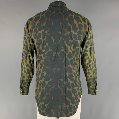 VERSUS by GIANNI VERSACE Size 44 Green Black Animal Print Long Sleeve Shirt