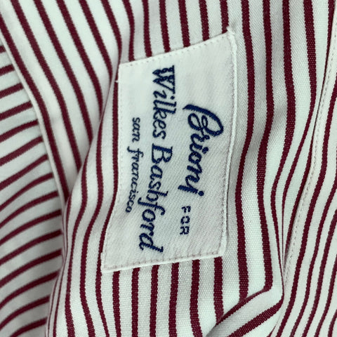 BRIONI for WILKES BASHFORD Size M Red White Stripe Long Sleeve Shirt