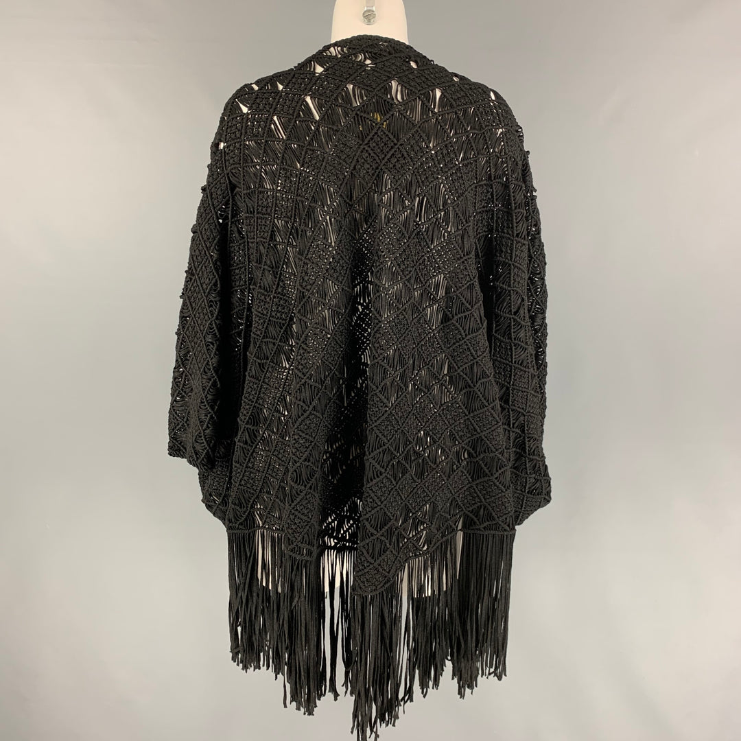 RALPH LAUREN Black Label Taille M/L Cape à nœud tricotée en polyester viscose noir
