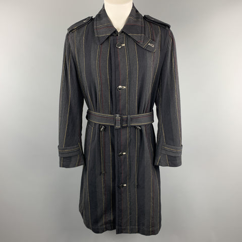 Y's by YOHJI YAMAMOTO Chest Size M Charcoal Stripe Wool Trench Coat