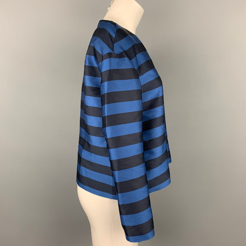 RED VALENTINO Talla 4 Top de vestir de poliéster / seda a rayas azul marino y negro