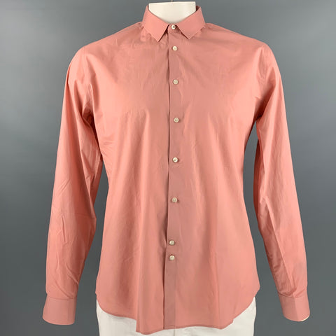 SCOTCH AND SODA Size XL Pink Cotton  Elastane Slim Fit Long Sleeve Shirt