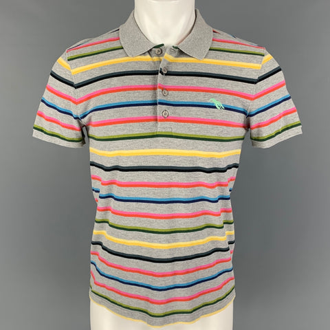 TED BAKER Size S Grey Multi-Color Stripe Cotton Polo