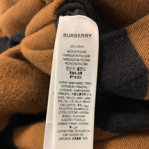BURBERRY Size One Size Brown Black Logo Lamb Skin Wool Cotton Scarves