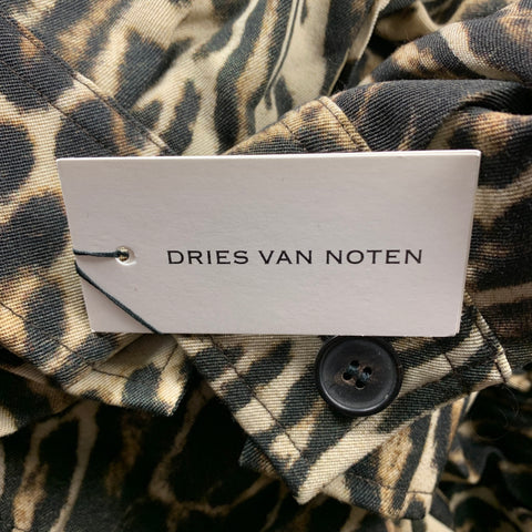 DRIES VAN NOTEN S/S 20 Size 34 Tan & Black Leopard Print Wool Jacket