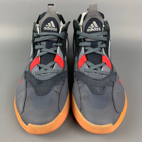 ADIDAS Size 10 Grey & Orange Color Block Acetate Sneakers