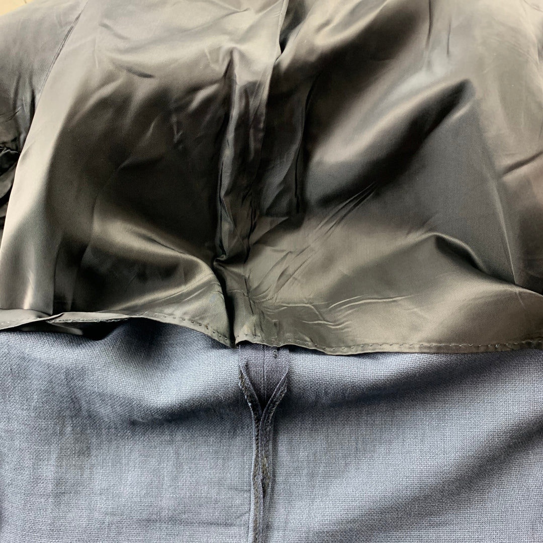 CANALI Size 40 Navy Woven Linen Blend Peak Lapel Sport Coat