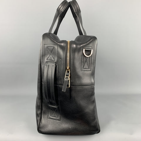 PAUL SMITH Black Leather Triple Handle Weekender Bag