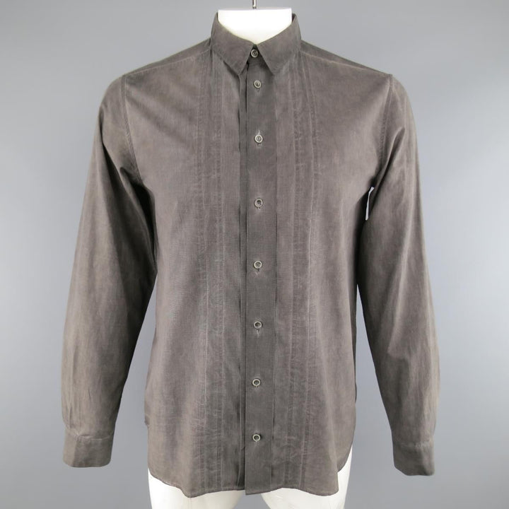 FORME 3’3204322896  Size S Charcoal Washed Dyed Cotton Long Sleeve Shirt