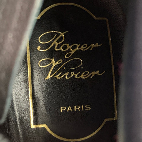 ROGER VIVIER Size 6 Black Suede Two Tone Patent Leather Curved Heel Boots