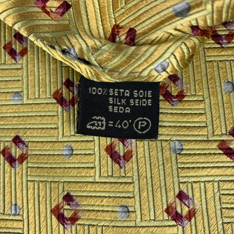 ERMENEGILDO ZEGNA Yellow Brown Rhombus Tie