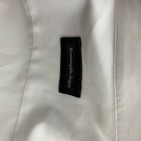 ERMENEGILDO ZEGNA Size L White Cotton Tuxedo Long Sleeve Shirt