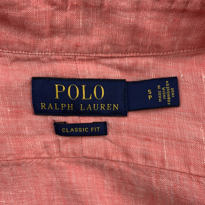 RALPH LAUREN Size S Salmon Heather Linen Button Up Long Sleeve Shirt
